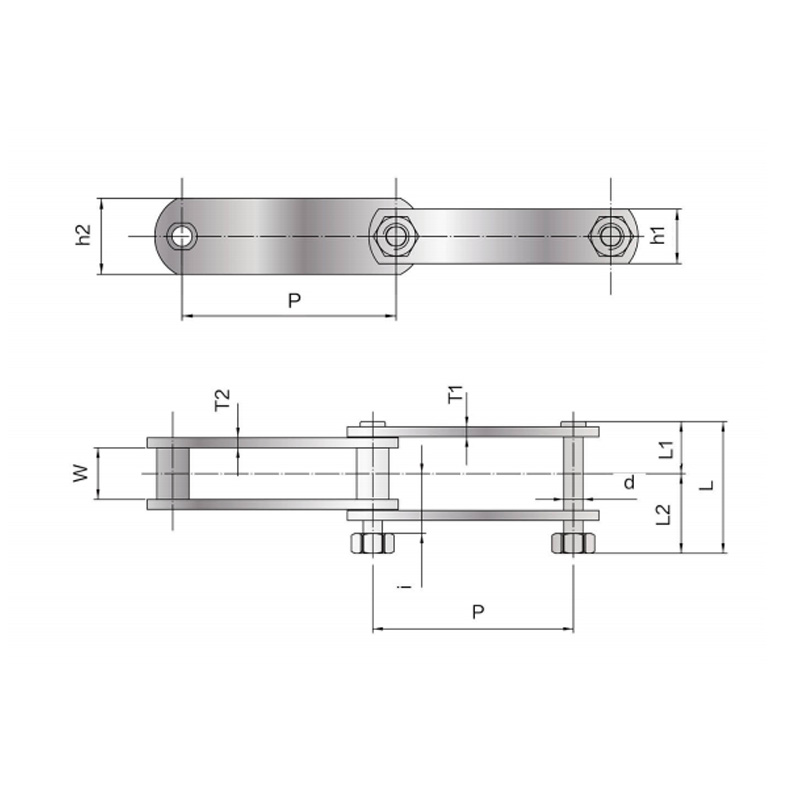 Cadena transportadora de acero inoxidable HSS HSC SAV